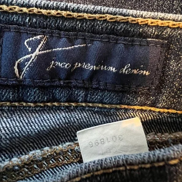 Vintage 90s / Y2K JNCO Dark Wash Distressed Bottom Straight Leg Jeans - Picture 8 of 14